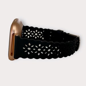 Diamond Lace Silicone 22MM Watchband Compatible with Fitbit Versa 1-2-3-Lite / Silver-Gold-Black-Rose Gold Black