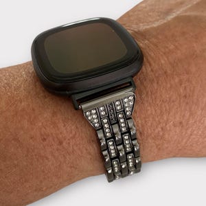 Strass 20 mm horlogeband compatibel met Fitbit Versa: zilver, goud, zwart, roségoud, champagne afbeelding 8
