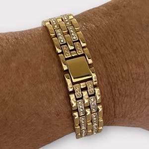 Rhinestone 20MM Watchband Compatible with Google Pixel Watch : Color Options Gold
