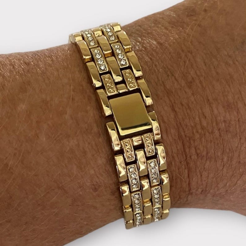 Rhinestone 20MM Watchband Compatible with Google Pixel Watch : Color Options Gold