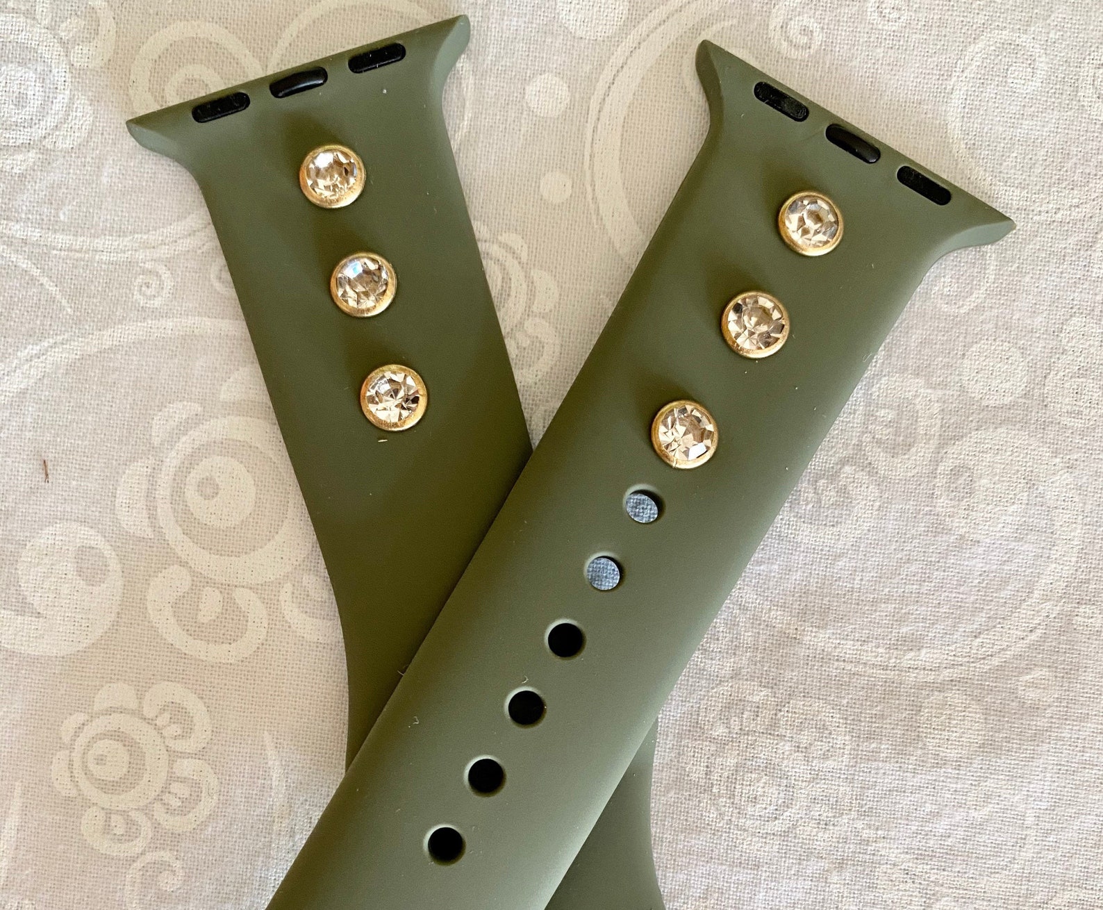 Apple Watch Bandhandmadearmy Green Silicone Bandgold Etsy