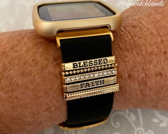 Silicone 22MM Watchband Blessed-Faith Charms For Fitbit 1-2-Lite  / Silver-Gold-Rose Gold