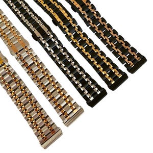 Fitbit Versa Stainless Watch Band 1-2-Lite Versa 3-4 Sense 1-2 Silver/Gold-Silver/Rose Gold-Black/Silver-Black/Gold-Black/Rose Resizing Tool