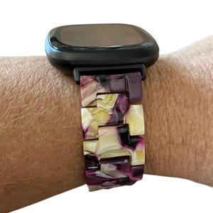 Fitbit Versa Resin Watchband-3-4-20MM Band-Silver / Gold-Black-Rose Gold-Champagne Gold Adapter & Clasp Color Options