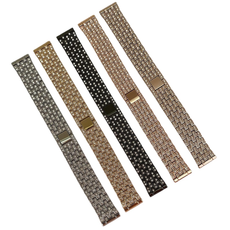 Watch Band Texture Rhinestone 20MM Watchband Compatible With Samsung Galaxy : Silver-gold ...