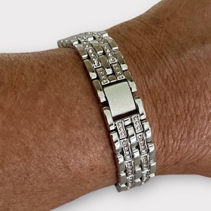 Strass 20 mm horlogeband compatibel met Fitbit Versa: zilver, goud, zwart, roségoud, champagne Silver