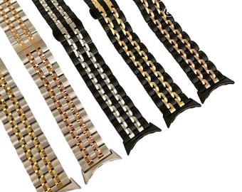 Stainless Steel Watchband Compatible with Google Pixel / Silver-Gold-Rose Gold