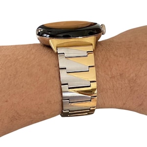 Google Pixel Watch Band Two Tone Stainless Steel – 20MM Silver, Gold, Black, Rose Gold – Pixel Watch 1-2-3 (41mm 45mm) – Gift Ready