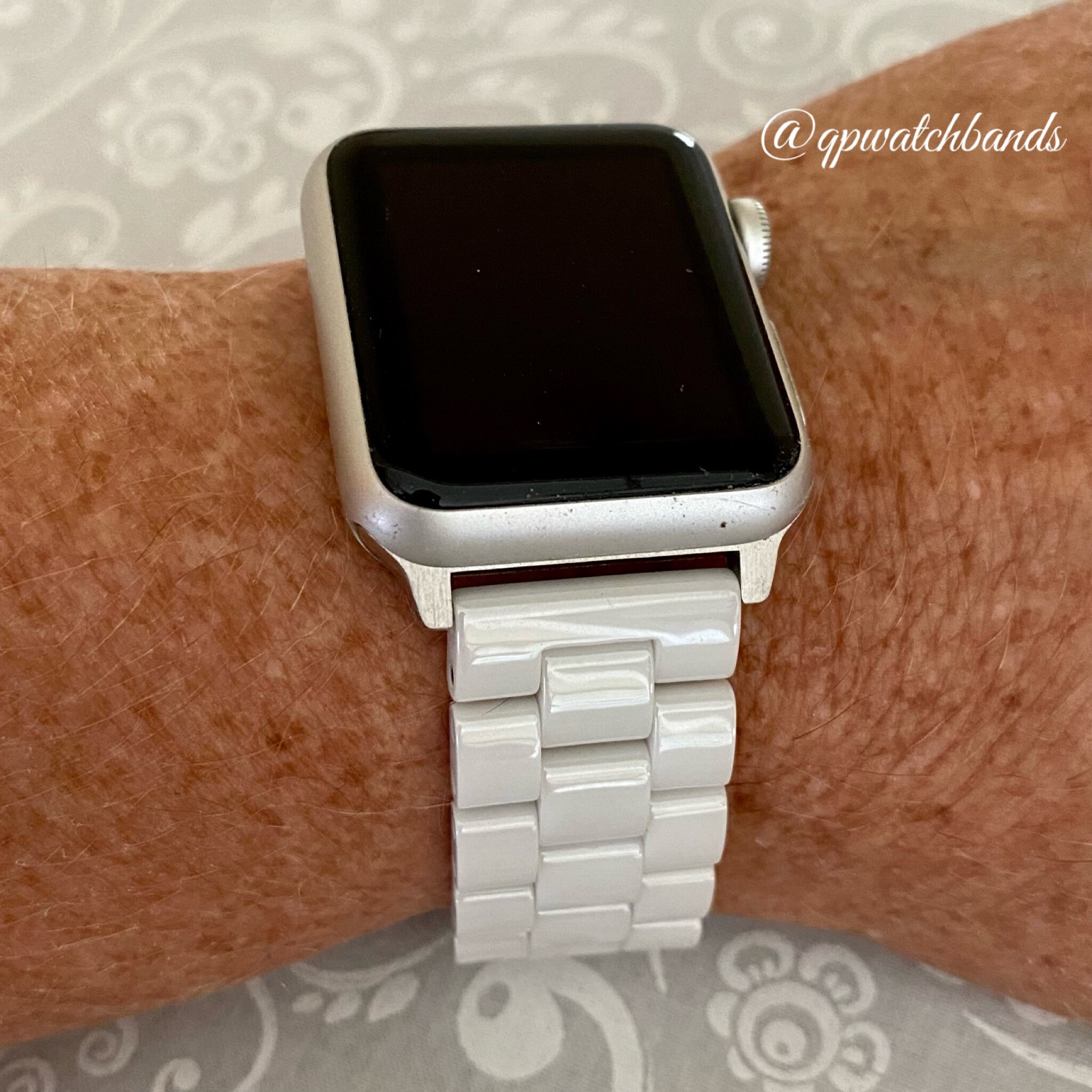 White band with black apple watch sale