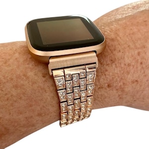 Fitbit Versa Luxury Rhinestone Watchband 1-2-Lite Versa3-Sense 1 Versa 4-Sense 2 Silver, Gold, Black, Rose Gold, Champagne Gold, Rose Pink