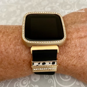 Fitbit Versa Silicone Band with Leopard Charms & Case