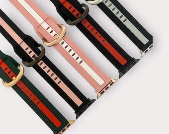 Gestreiftes Silikon-Armband für Apple Watch / Sport Team Colors