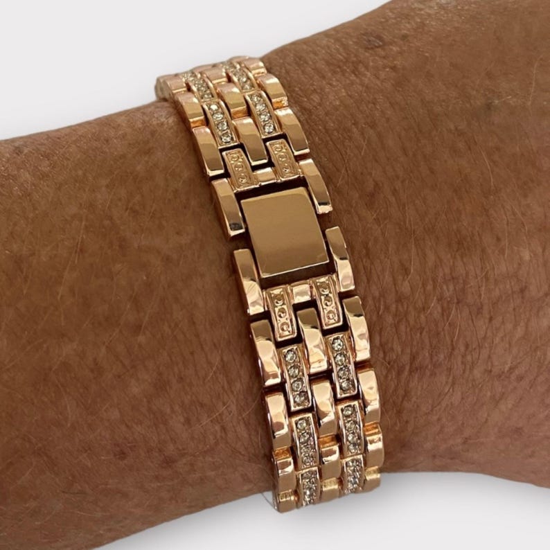 Rhinestone 20MM Watchband Compatible with Google Pixel Watch : Color Options Rose Gold