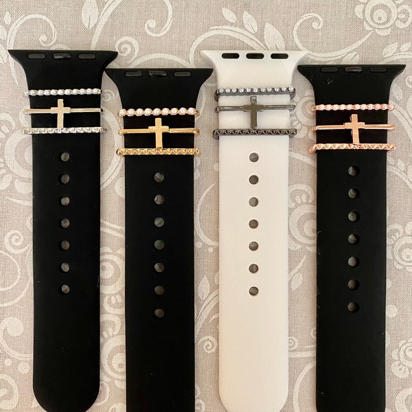 Apple Watch Band Cross Charms Accessories 22MM Band 38/40/41mm 42/44/45/49MM-All Series-Apple Watch Case Plain or Bling