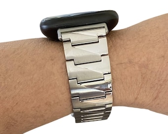 Correa de acero inoxidable bicolor compatible con Fitbit Versa / Acabado mate y brillante