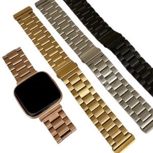 Stainless Steel 3 Link Watchband For Fitbit Versa Watch: Silver, Gold, Black, Rose Gold image 5