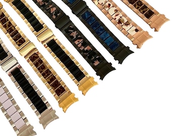 Stainless-Resin Watchband Compatible With Samsung Galaxy: 20mm Band