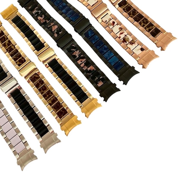 Stainless-Resin Watchband Compatible With Samsung Galaxy: 20mm Band