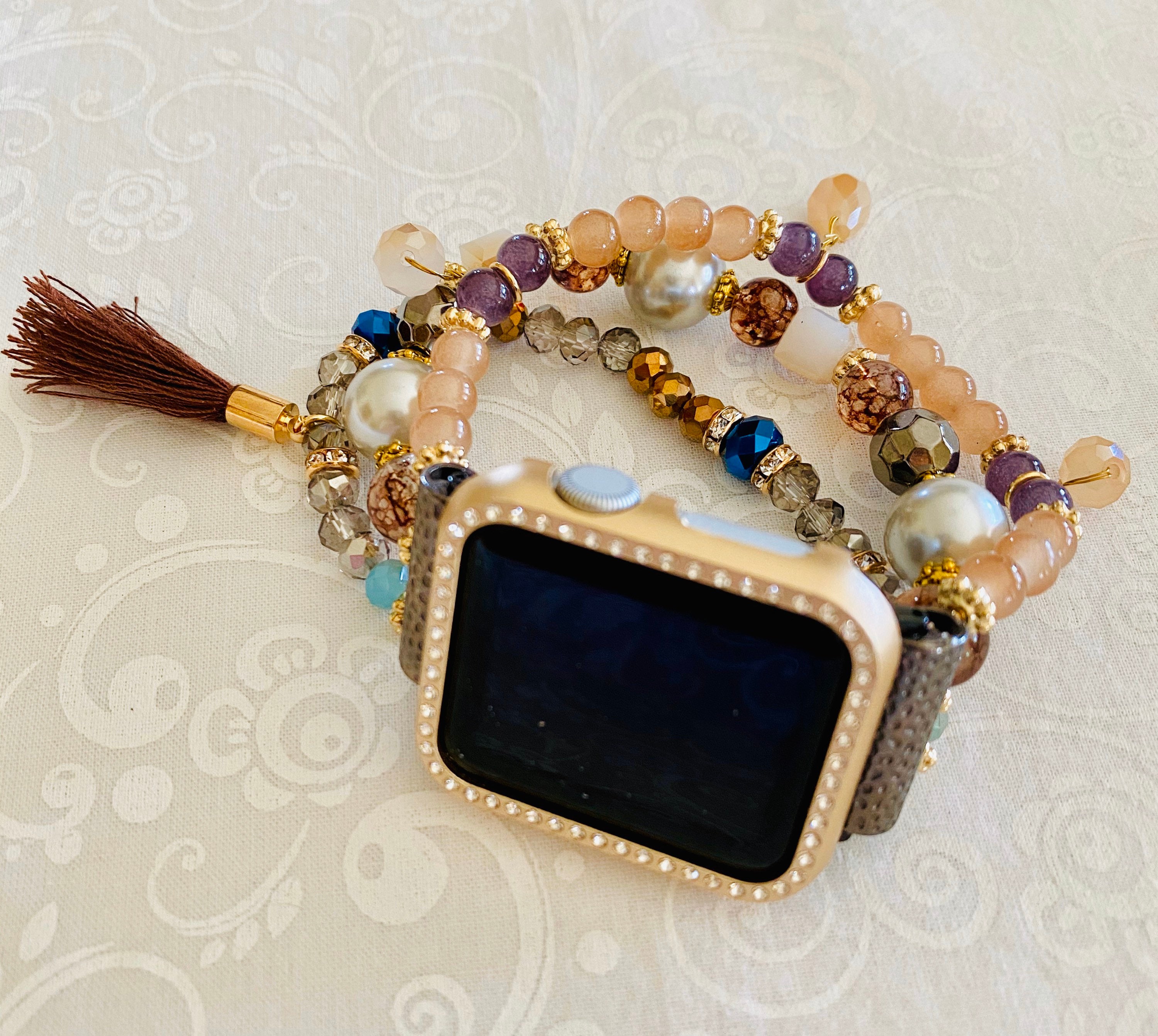 Apple Watch BandElastic Handmade Beaded Bracelet Watch Band Etsy