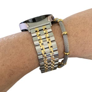 Ensemble bracelet et bracelet pour Samsung Galaxy Watch : acier inoxydable à 7 maillons