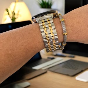 Google Pixel Watch Band Bracelet Set: Stainless Steel 7-Link