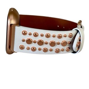 Leather Rivet Watchband Compatible with Fitbit Versa : Color Options image 8
