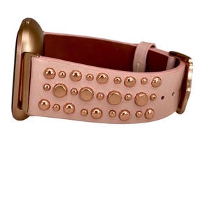 Leather Rivet Watchband Compatible with Fitbit Versa : Color Options image 9