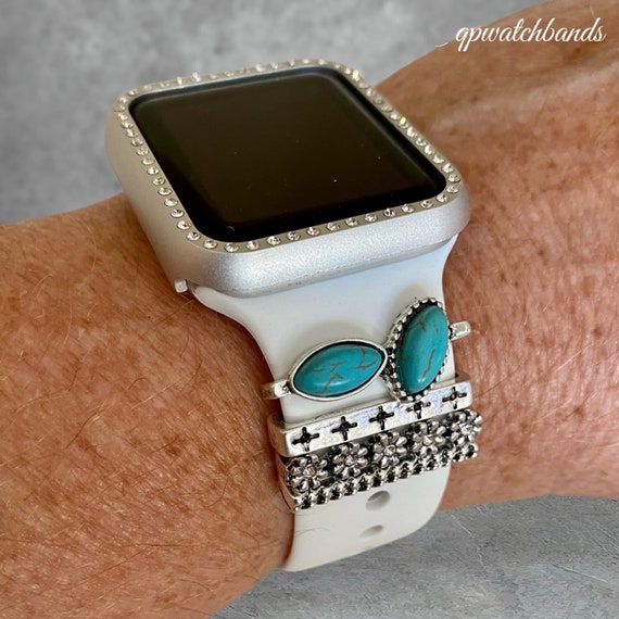 Apple Watch Band Silicone 22MM Turquoise Decorative Charm Set 38 40 41MM 42 44 45 49MM Series 1 9 SE Ultra 1 2 Apple Watch Case Options Etsy