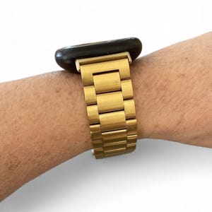 Stainless Steel 3 Link Watchband For Fitbit Versa Watch: Silver, Gold, Black, Rose Gold Gold