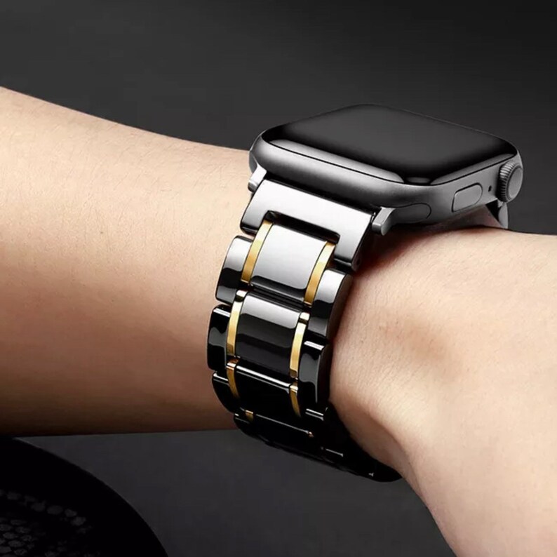Luxury Ceramic Apple Watch Band Black Links SilverGoldRose Etsy