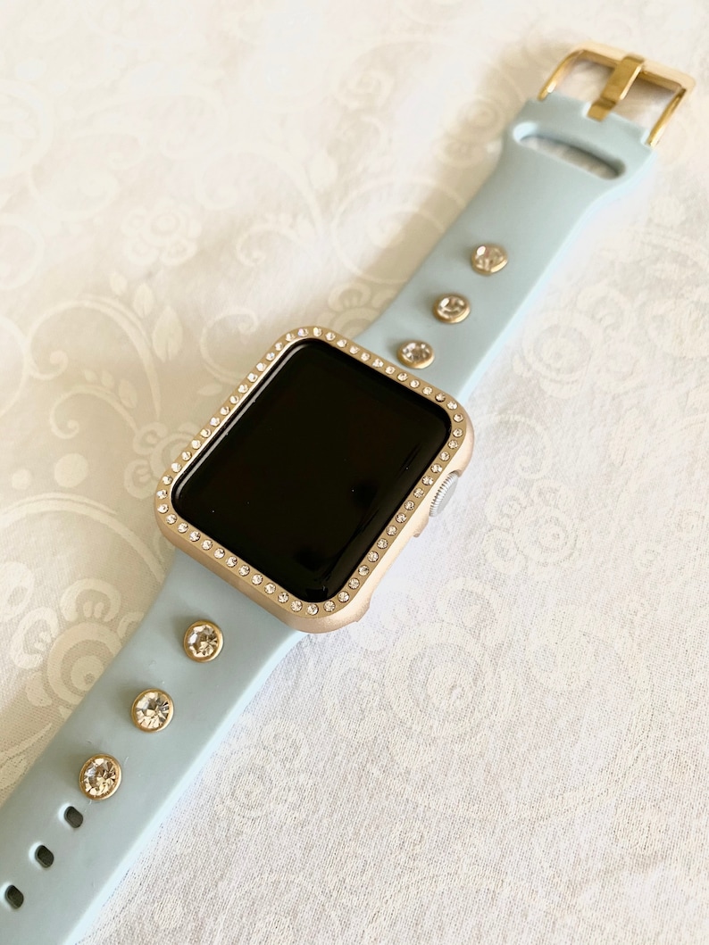 Apple Watch BandHandmadeBlue Silicone BandGold Crystal Etsy