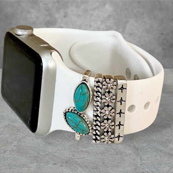 Correa de silicona para Apple Watch de 22 mm con dijes decorativos en turquesa para Apple Watch de 38 40 41 42 44 45 y 49 mm Series 1 a 9 SE Ultra 1 y 2 opciones de funda Etsy Mexico