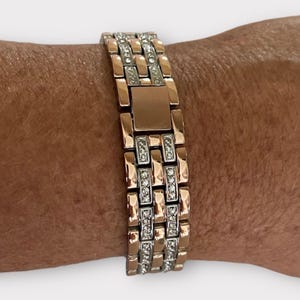 Rhinestone 20MM Watchband Compatible with Google Pixel Watch : Color Options Rose Gold/Silver
