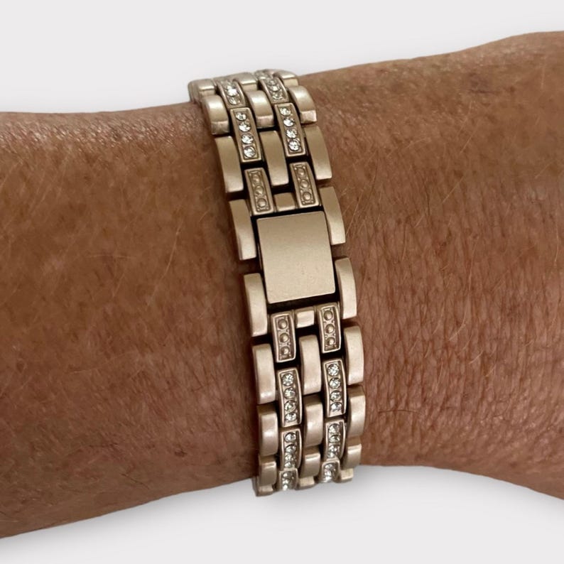 Rhinestone 20MM Watchband Compatible with Google Pixel Watch : Color Options Champagne Gold