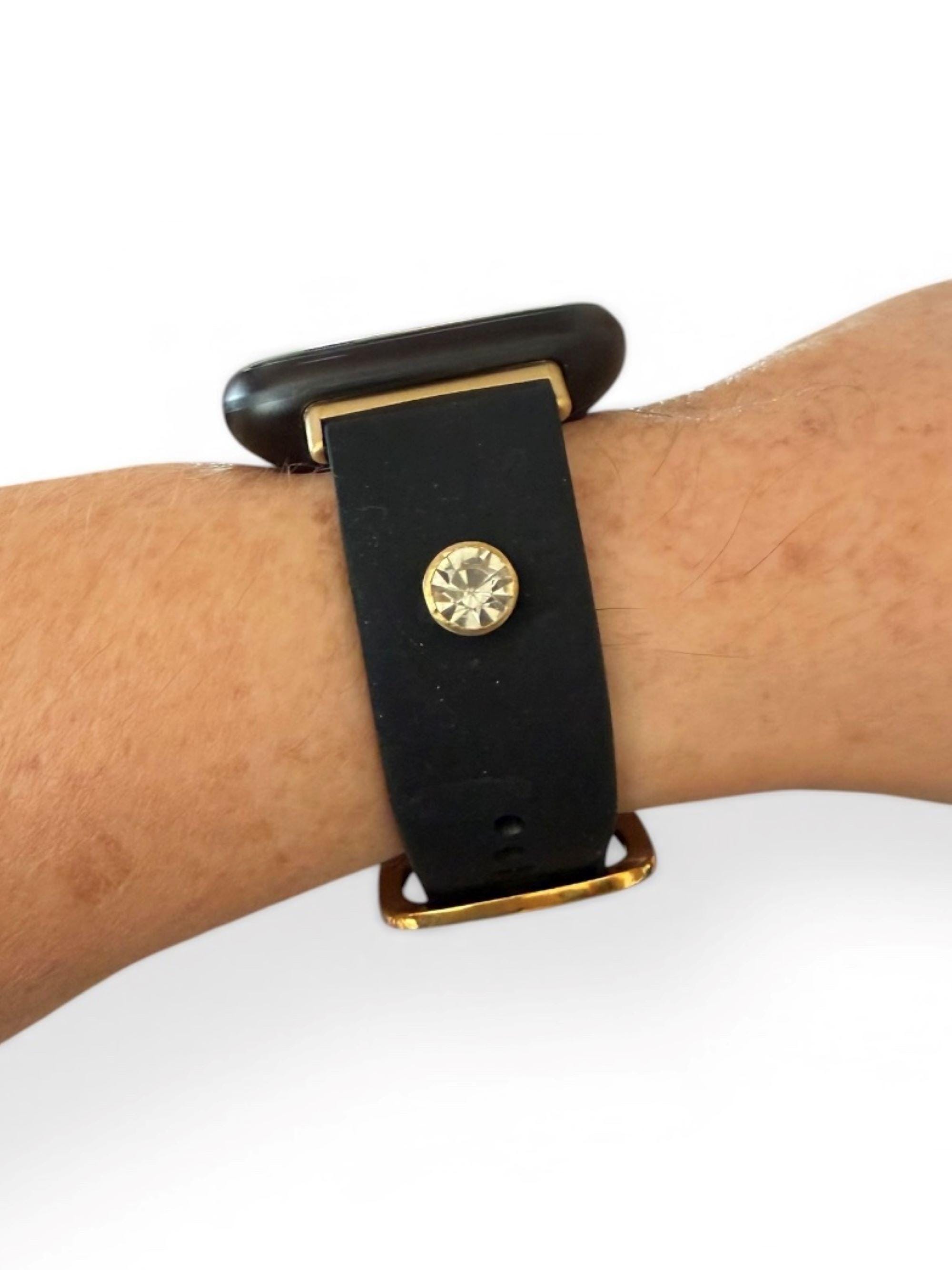 Silicone Crystal Rivet Watchband For Fitbit Versa Watch Silver, Gold,…