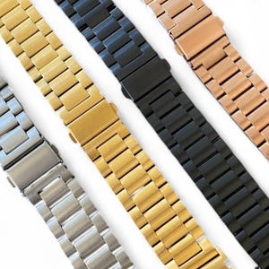 Stainless Steel 3-Link Watchband Compatible with Google Pixel, 20mm / Silver, Gold, Black, Rose Gold image 8