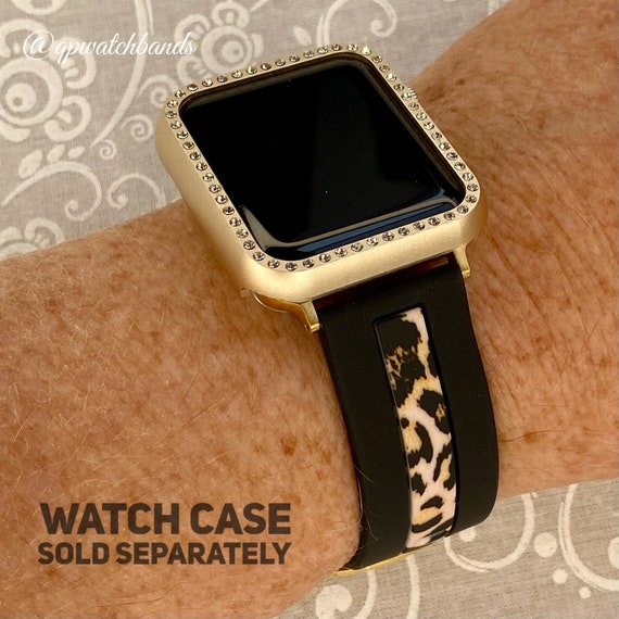Apple Watch Band Silicone Cheetah camo Black pink gray 38 40 41MM