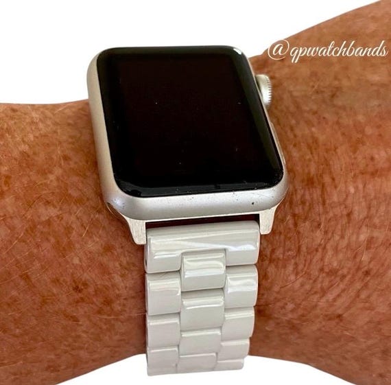 Ceramic 3 Link Watchband For Apple Watch / Black or White