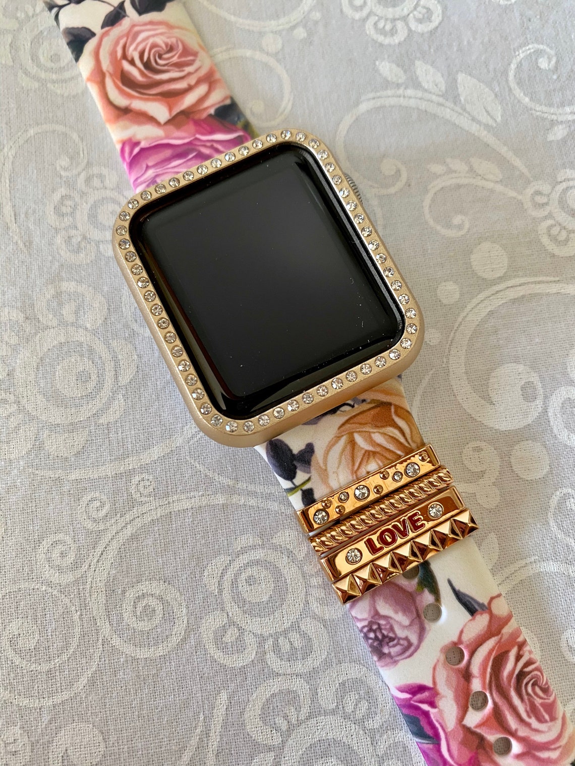 Apple Watch AccessoriesGold Bezel Bling Watch Case With Rose Etsy