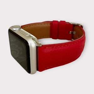 Apple Watch Band Red Genuine Leather Watchband 38/40/41MM 42/44/45/49MM 42/46MM Series 10 Matching Adapter and Buckle