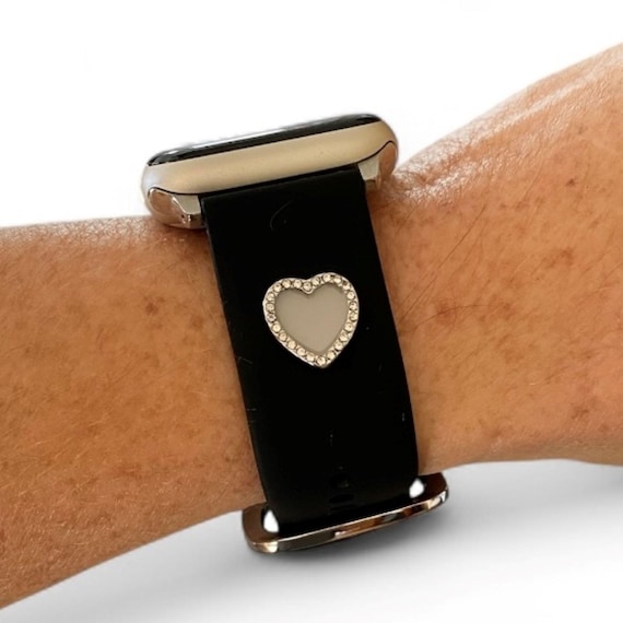 Apple Watch Band Heart Charms Silicone Watchband / Silver  display picture 1