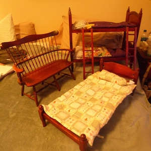 Dollhouse Furniture 1:8 Bunk Bed, small Bed, Settee Wood