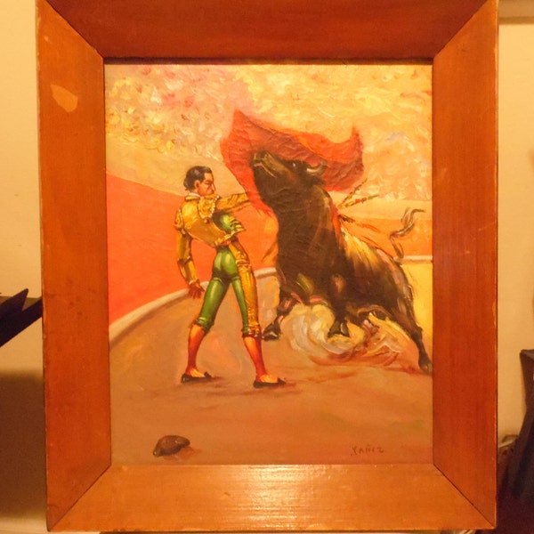 vintage PEINTURE À L'HUILE Encadrée Matador Torero Signé YANEZ (Alvaro) ?