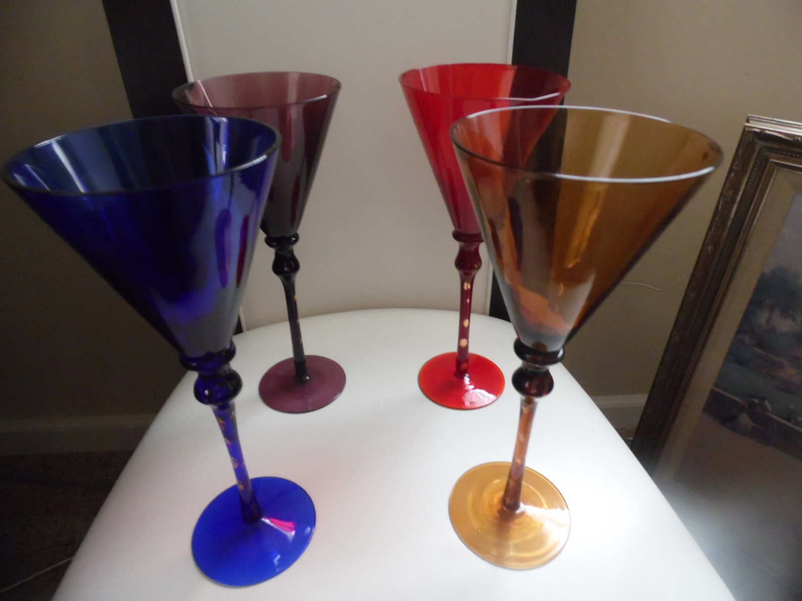 Lot of 4 Hand Blown Martini/Cocktail Glasses 12 tall Etsy