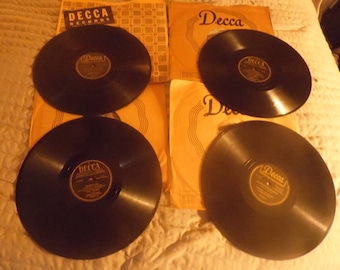 Lot de 4 disques vintage DECCA 78 tours ! Divers artistes. Très bon état