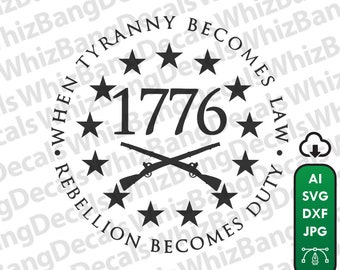 Rebellion Becomes Duty Digitaler Download | Patriot | 1776 | USA | Sterne | svg | dxf | ai | jpg | Geschnittene Dateien | Silhouette | Cricut | Vektor