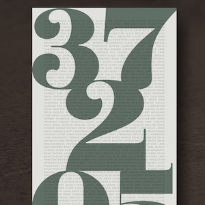 37205 Nashville TN Zip Code Print