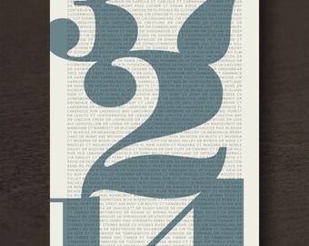 37206 Nashville TN Zip Code Print - Etsy