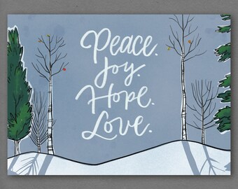 Snowy Trees Christmas Cards Set