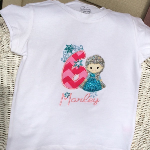 Elsa Birthday Applique shirt